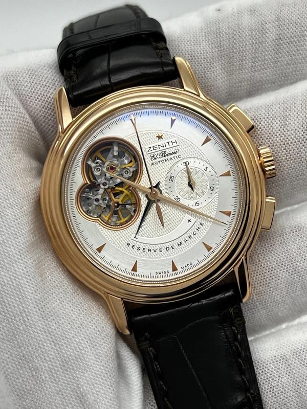 Zenith 18.0240.4021/01.C495 Chronomaster T Open 18K Rose Gold Leather Strap Box - 8