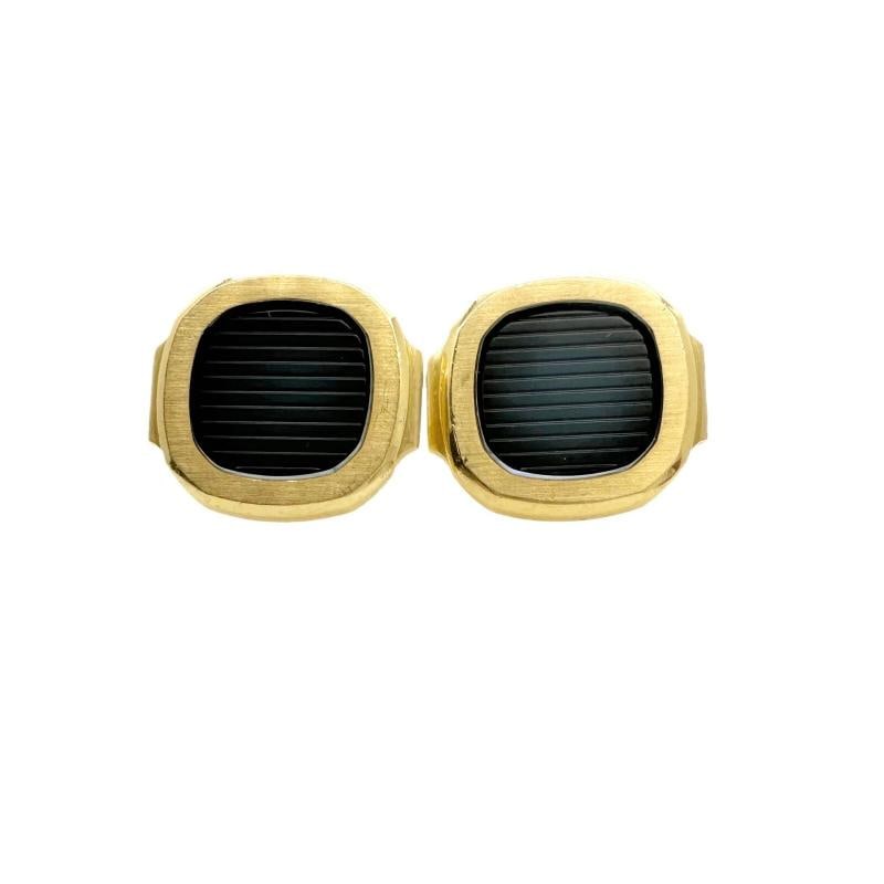 Patek Philippe Vintage Nautilus 18kt Yellow Gold & Sapphire Crystal Cuff Links - 12