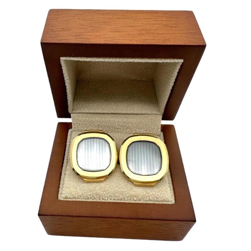 Patek Philippe Vintage Nautilus 18kt Yellow Gold & Sapphire Crystal Cuff Links - 13