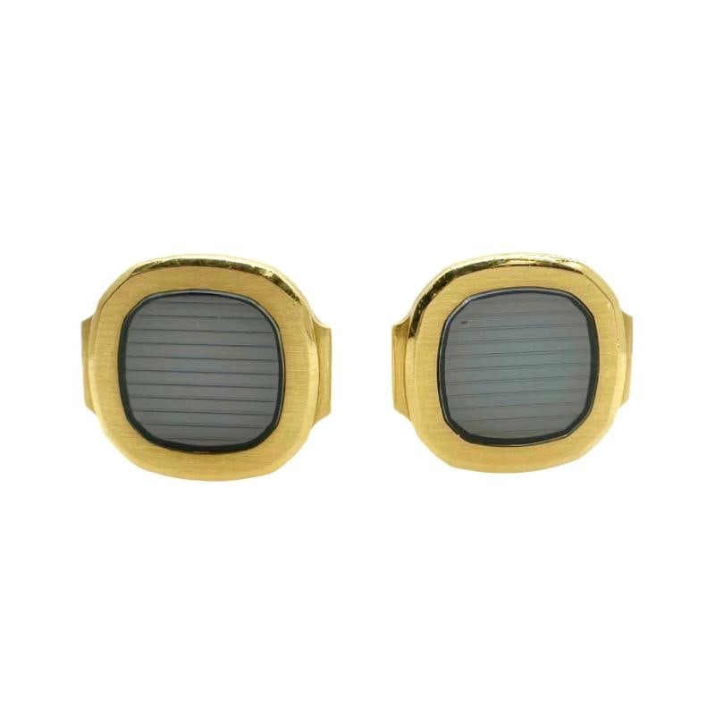 Patek Philippe Vintage Nautilus 18kt Yellow Gold & Sapphire Crystal Cuff Links - 2