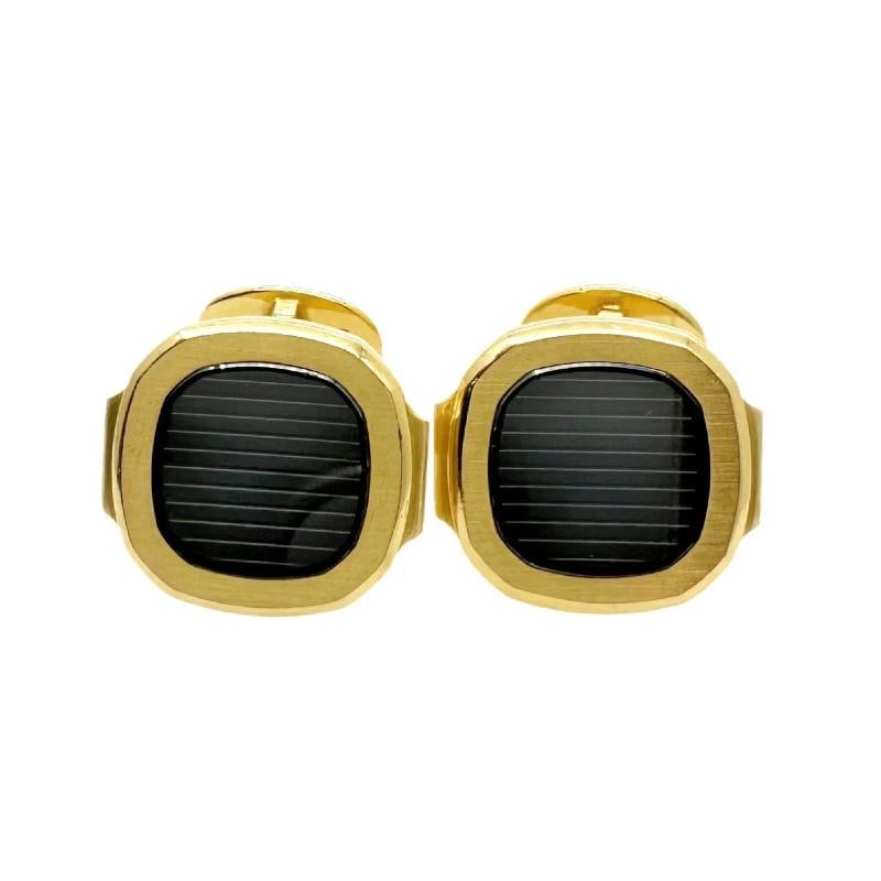 Patek Philippe Vintage Nautilus 18kt Yellow Gold & Sapphire Crystal Cuff Links - 3