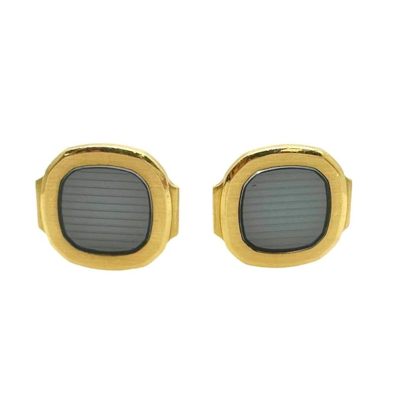 Patek Philippe Vintage Nautilus 18kt Yellow Gold & Sapphire Crystal Cuff Links - 6