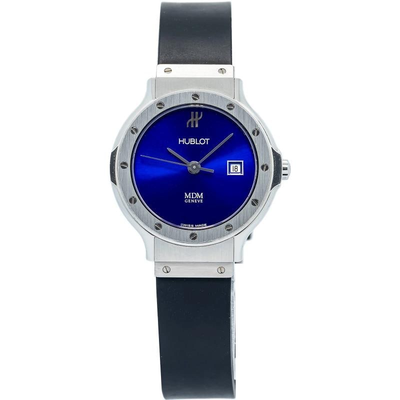 Hublot MDM Geneve B1395.1 Complete SS Blue Dial Quartz Women's Watch 22mm Box and Papers: Condition: Pre-owned - Good: This item has been gently used but is in good condition. It might have a few signs of wear, like light scratches or tarnishing. ,Brand: Hublot,WARRANTY: 1 Year,CONDITION