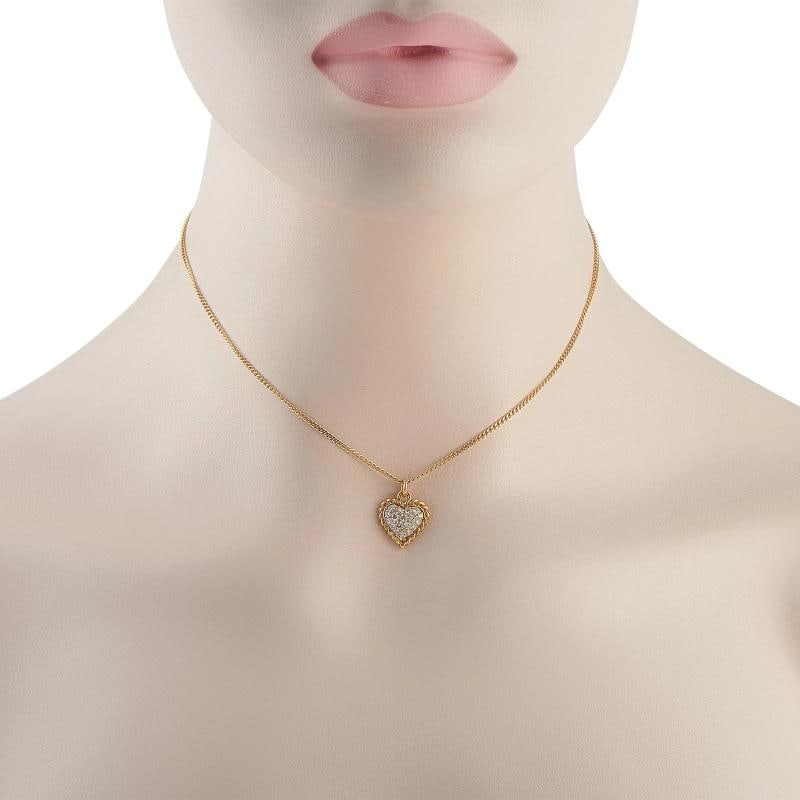 Van Cleef & Arpels 18K Yellow Gold Diamond Heart Pendant Necklace - 2