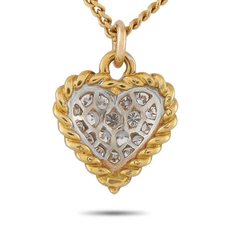 Van Cleef & Arpels 18K Yellow Gold Diamond Heart Pendant Necklace - 4