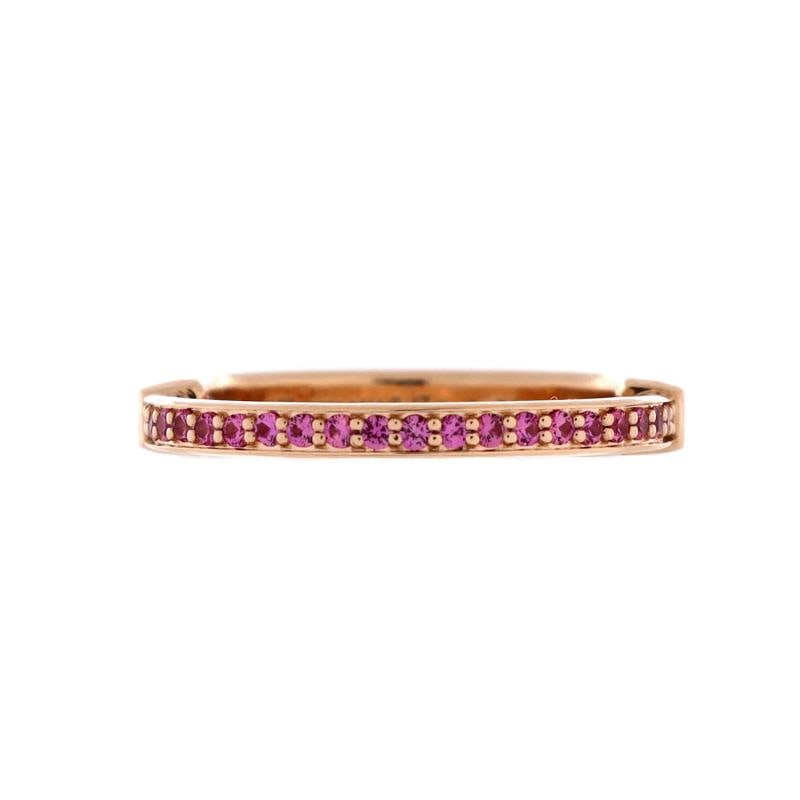 Tiffany & Co. Lock Ring 18K Rose Gold with Pink Sapphires: Measurements: Size: 7.5 - 56, Width: 3.05 mm . Condition: Pre-owned - Good,Brand: Tiffany & Co.,Main Stone: Unknown,Metal: 18K Rose Gold,Metal Purity: 18K,Ring Size: 7.5 - 56,Type: Ring,Color: Rose