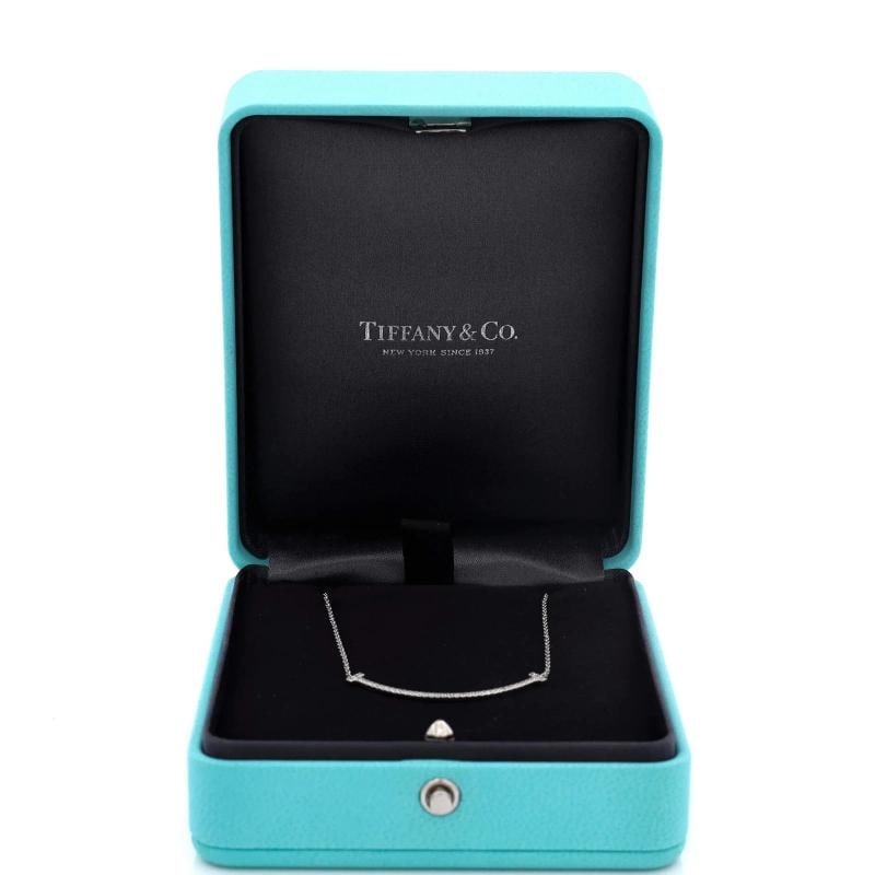 Tiffany & Co. T Smile Pendant Necklace 18K White Gold with Diamonds Small - 2