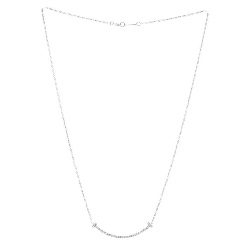 Tiffany & Co. T Smile Pendant Necklace 18K White Gold with Diamonds Small - 3