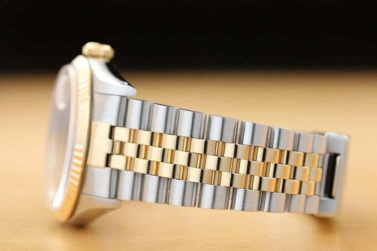 ROLEX MENS DATEJUST 16233 BLUE DIAL 18K YELLOW GOLD BEZEL STAINLESS STEEL WATCH - 5