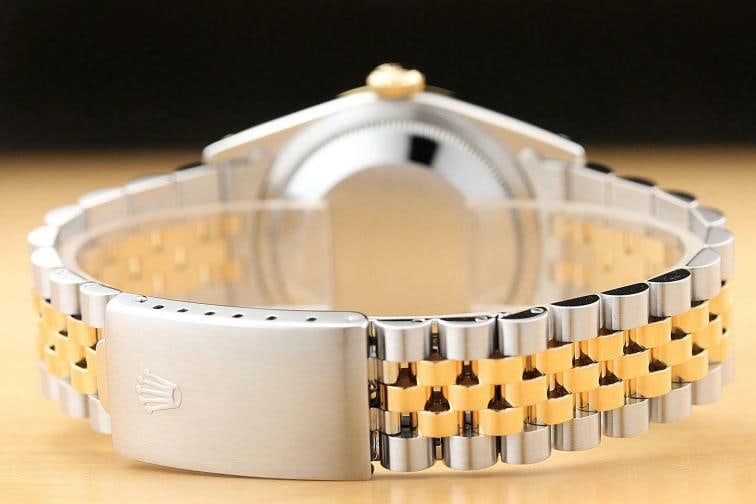 ROLEX MENS DATEJUST 16233 BLUE DIAL 18K YELLOW GOLD BEZEL STAINLESS STEEL WATCH - 6