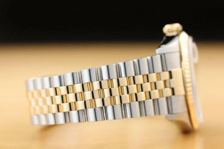 ROLEX MENS DATEJUST 16233 BLUE DIAL 18K YELLOW GOLD BEZEL STAINLESS STEEL WATCH - 8