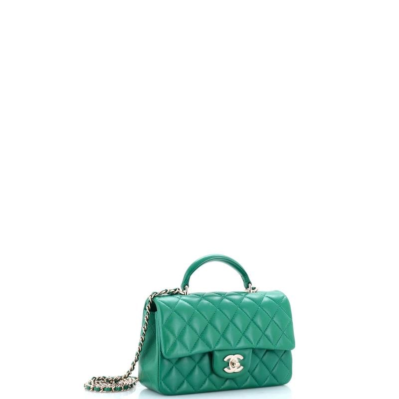 Chanel Classic Single Flap Top Handle Bag Quilted Lambskin Mini - 2