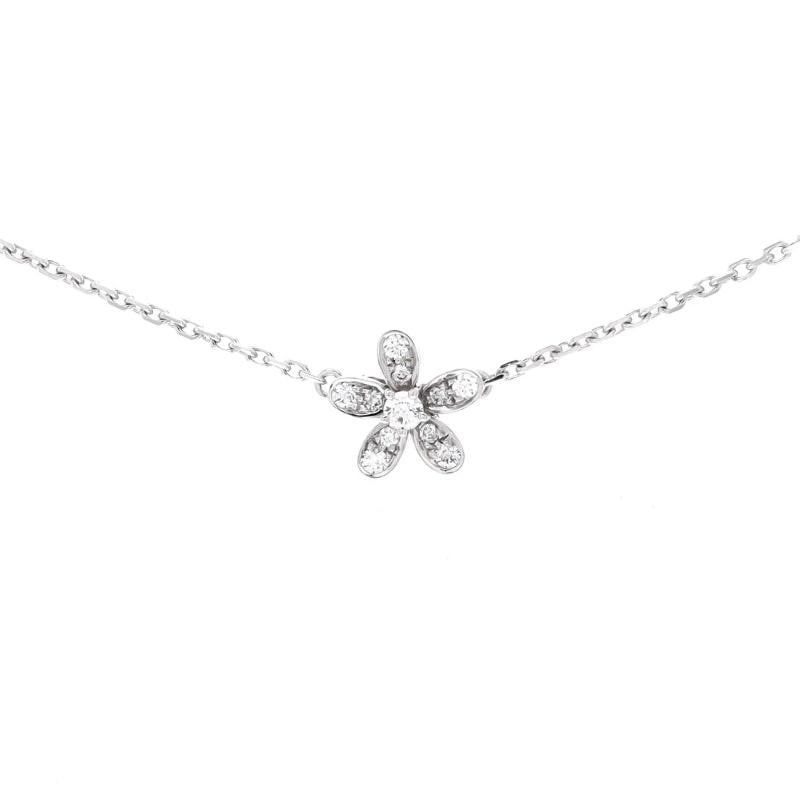 Van Cleef & Arpels Socrate 3 Flower Pendant Necklace 18K White Gold and Diamonds - 4