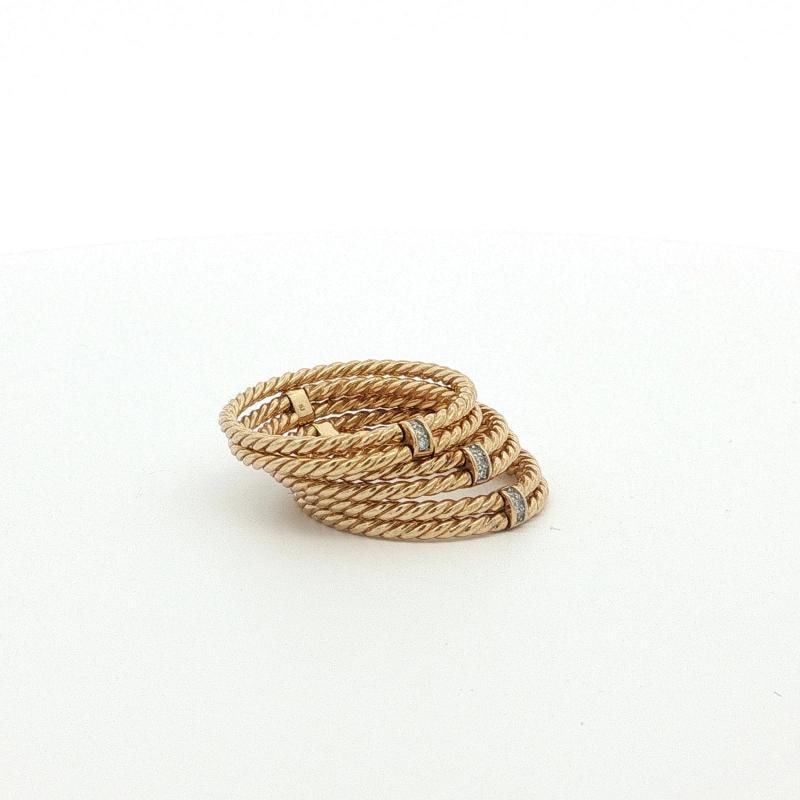 David Yurman Diamond 6 Row Cable Origami Ring 18k Gold Stacked Bands Size 7 - 3