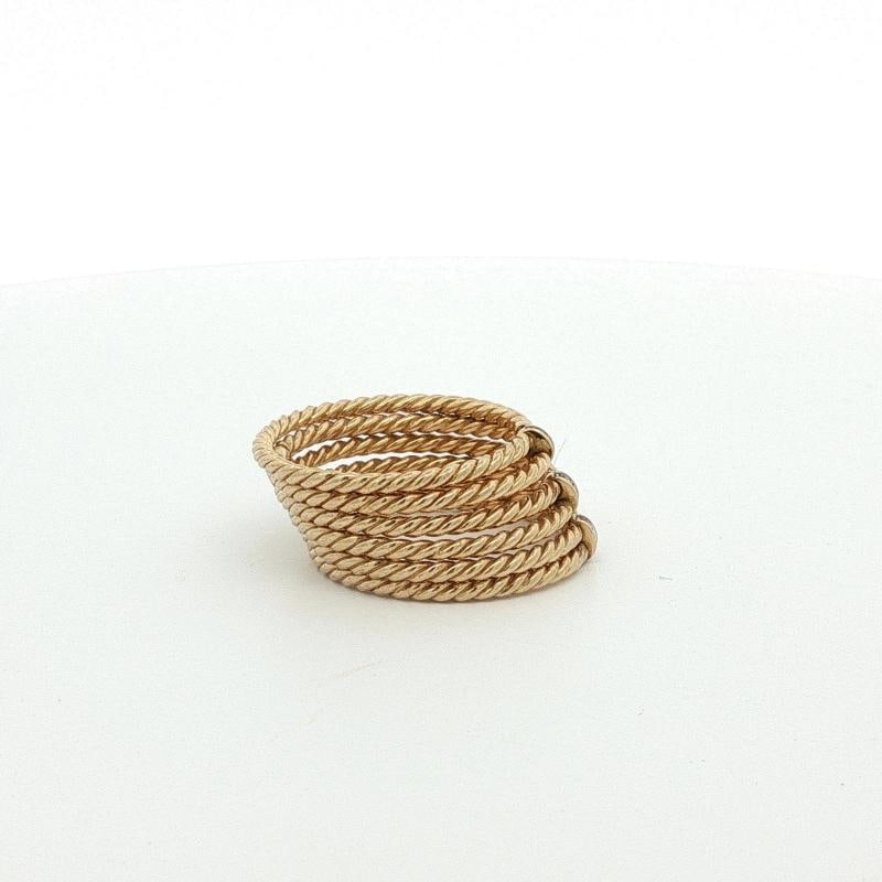 David Yurman Diamond 6 Row Cable Origami Ring 18k Gold Stacked Bands Size 7 - 4