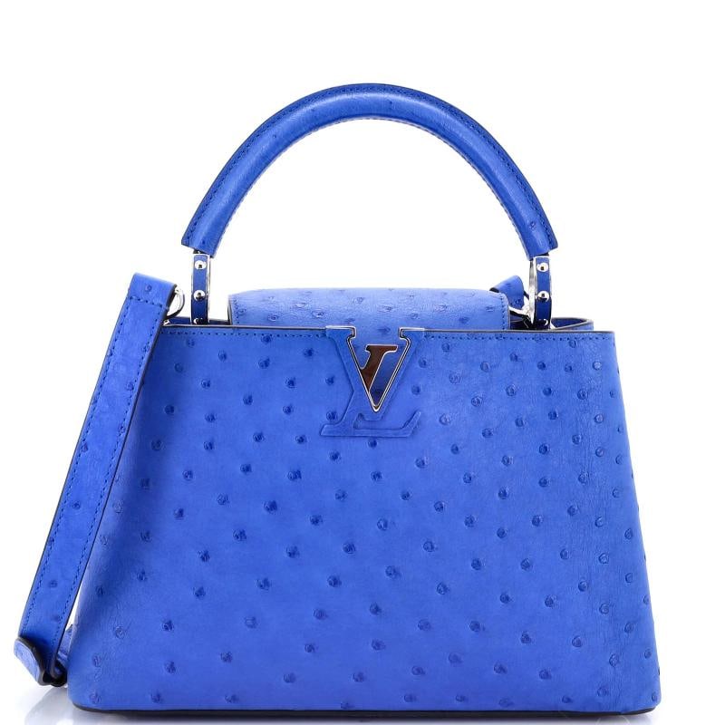 Louis Vuitton Capucines Bag Ostrich BB: Accessories: With Strap Measurements: Handle Drop 3.5", Height 8", Width 10.5", Depth 4", Strap Drop 20-23". Condition: Pre-owned - Excellent,Brand: Louis Vuitton,Exterior Material: Exotic,