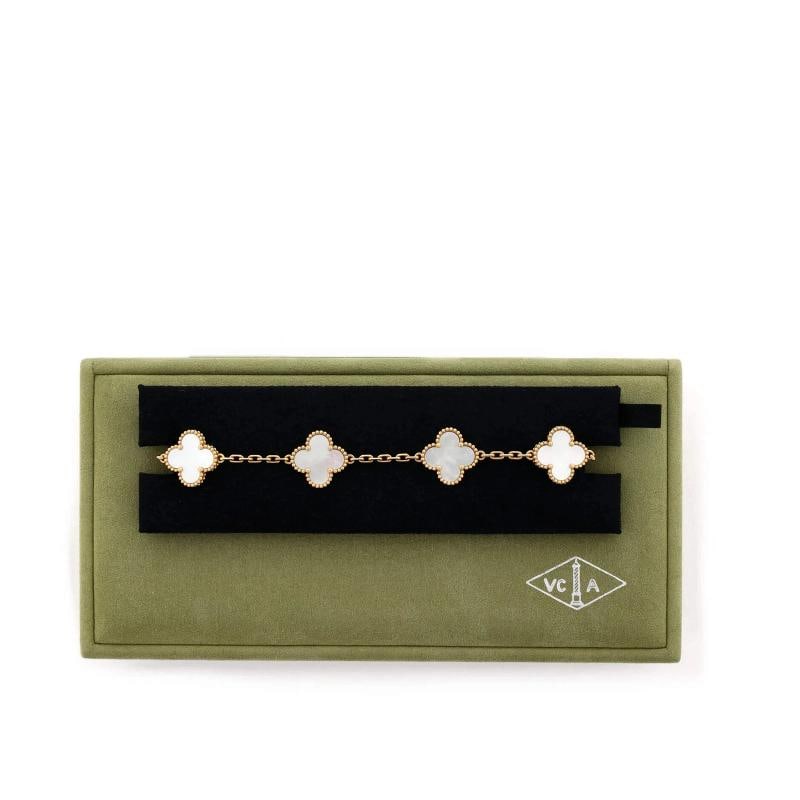 Van Cleef & Arpels Vintage Alhambra 5 Motifs Bracelet 18K Yellow Gold and Mother - 2