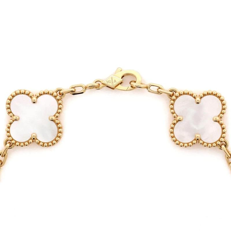 Van Cleef & Arpels Vintage Alhambra 5 Motifs Bracelet 18K Yellow Gold and Mother - 3