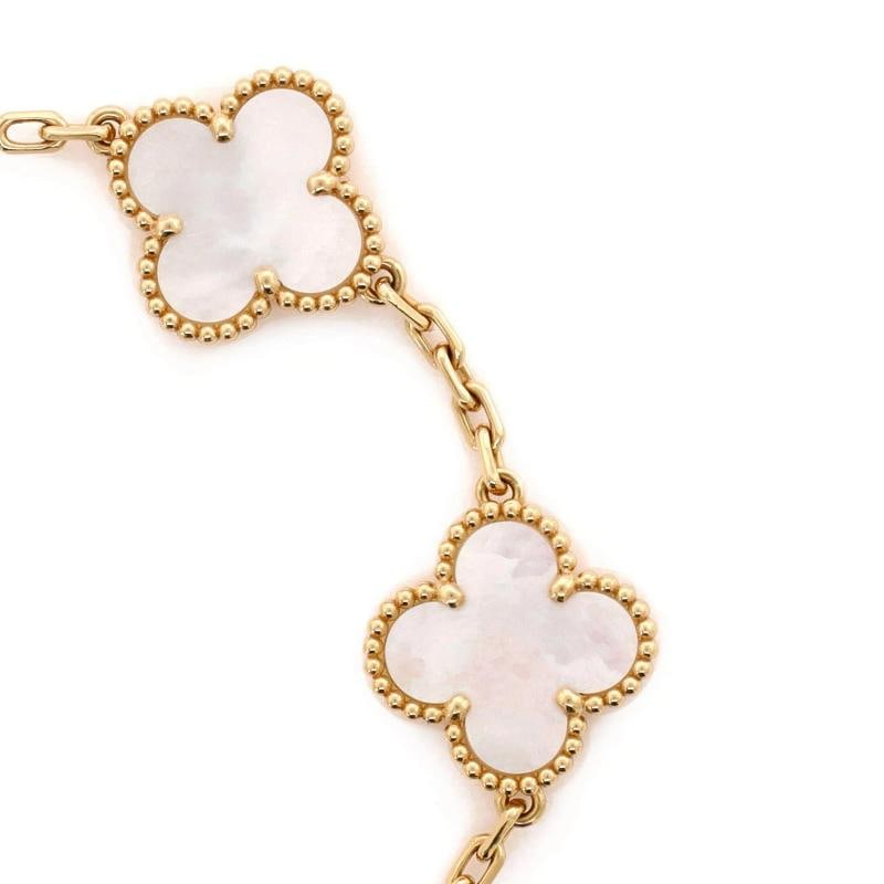 Van Cleef & Arpels Vintage Alhambra 5 Motifs Bracelet 18K Yellow Gold and Mother - 4
