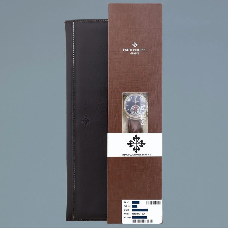 2026 SERVICE PAPER Patek Philippe 5960G White Gold Chrono Blue Annual Calendar - 8