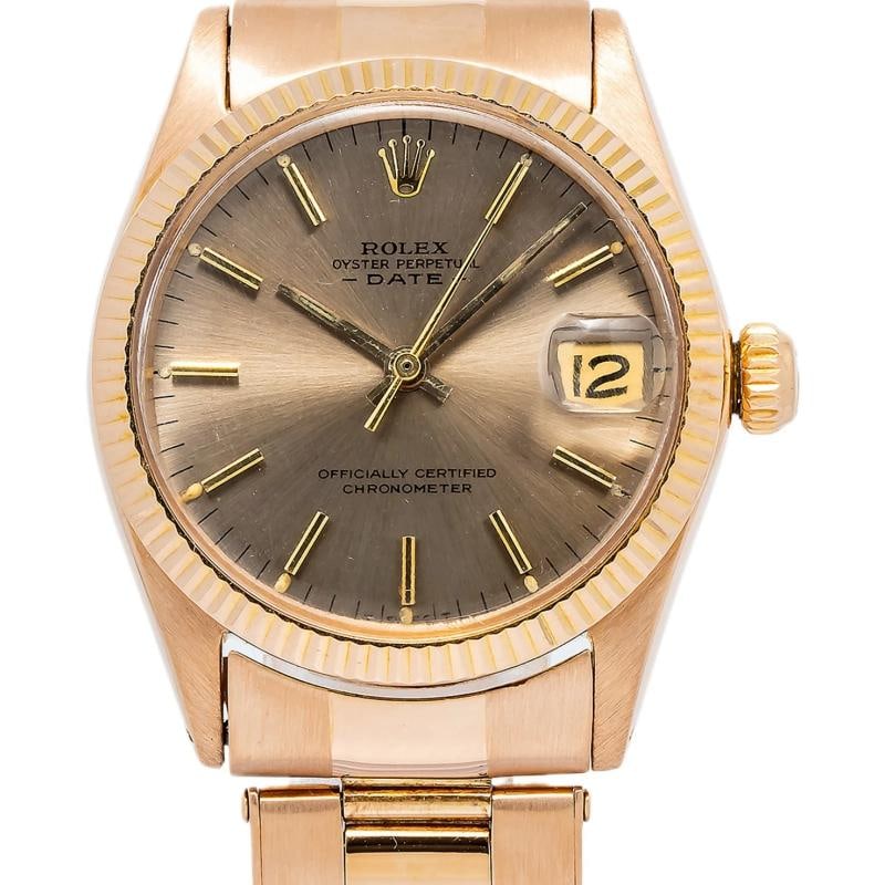 Rolex Oyster Perpetual 6627 Midsize 18k Rose Gold Silver Dial Auto Womens 31mm - 2