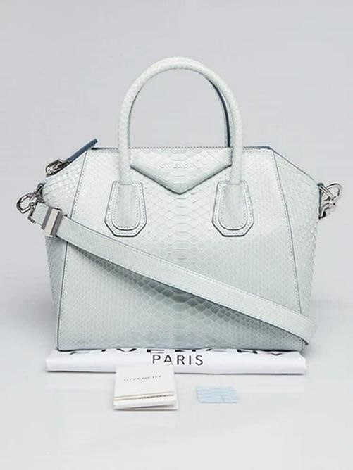 Givenchy Blue Clair Python Leather Small Antigona Bag - 11