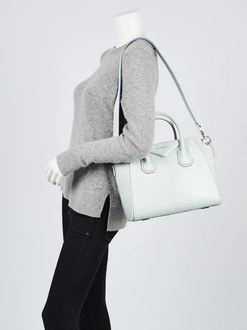 Givenchy Blue Clair Python Leather Small Antigona Bag - 2