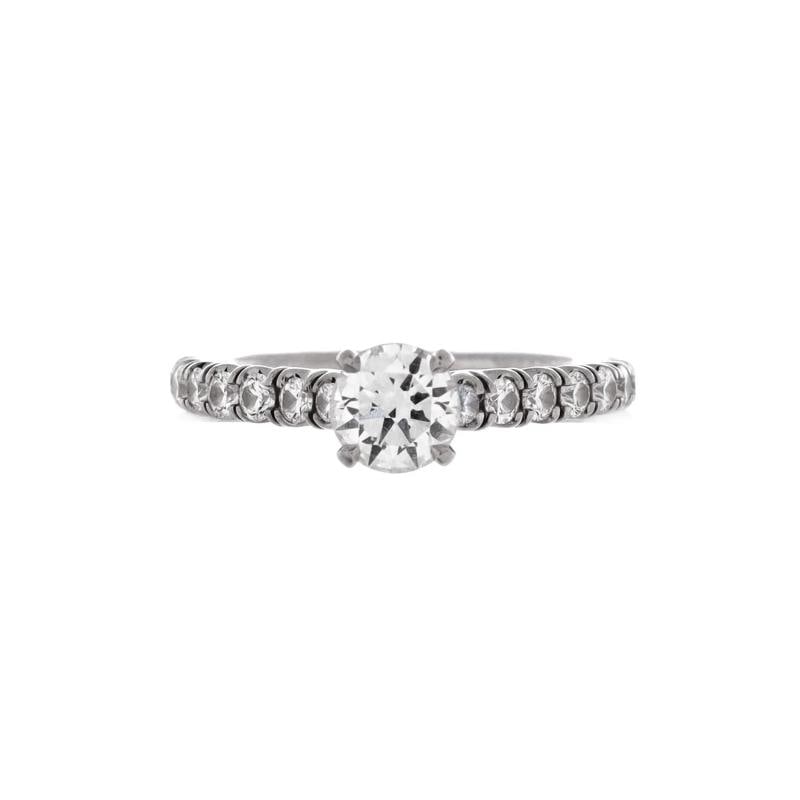 Cartier Etincelle de Cartier Solitaire Ring Platinum with RBC Diamond and Pave: Measurements: Size: 4 - 47, Width: 1.90 mm . Condition: Pre-owned - Good: This item has been gently used but is in good condition. It might have a few signs of wear, like light scratches or