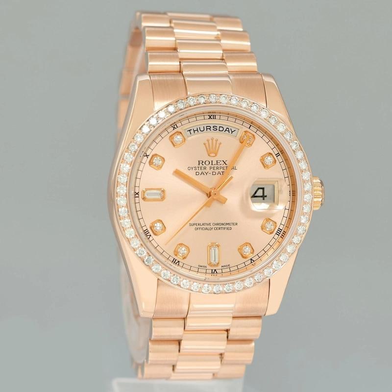 MINT Rolex President Day Date Rose Gold 118235 Sundust Diamond 36mm Watch Box - 3