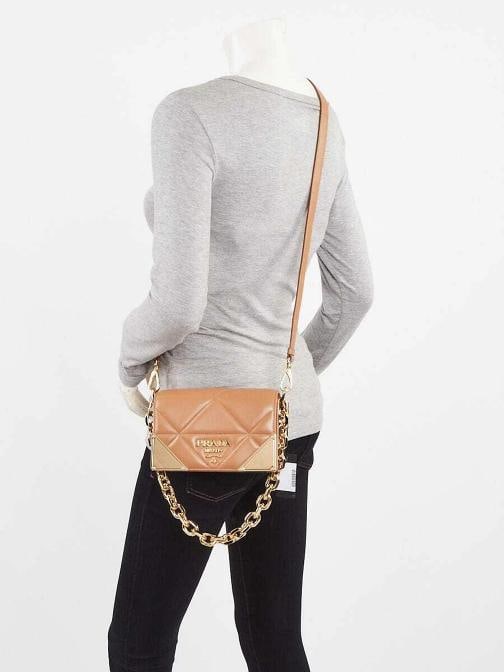 Prada Caramel Quilted Nappa Stitched Shoulder Bag 1BD333 - 2