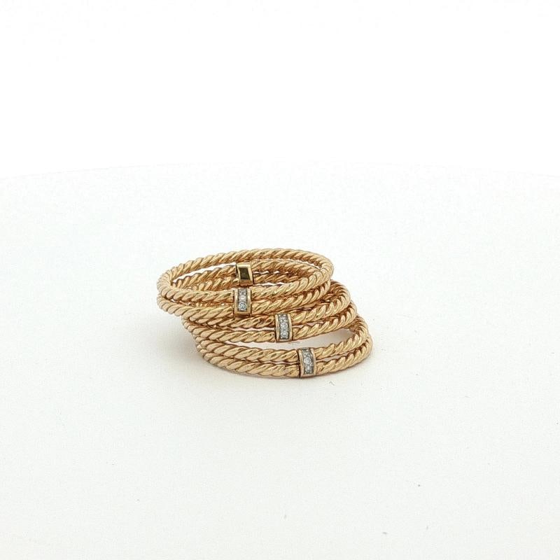 David Yurman Diamond 6 Row Cable Origami Ring 18k Gold Stacked Bands Size 7 - 2
