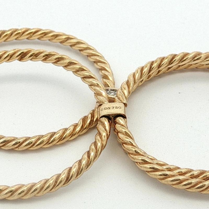 David Yurman Diamond 6 Row Cable Origami Ring 18k Gold Stacked Bands Size 7 - 7