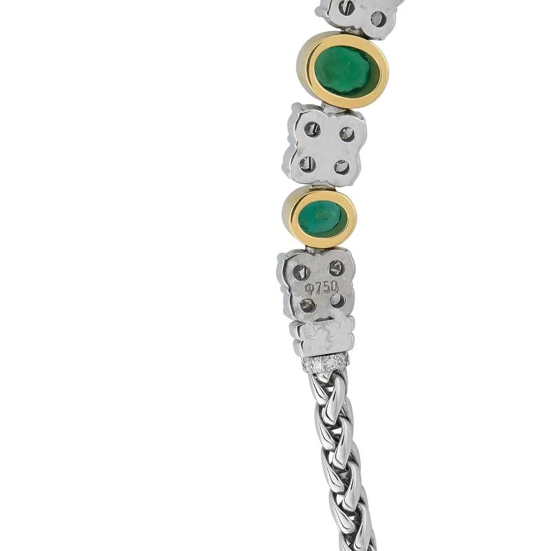18K White and Yellow Gold 1.65ct Diamond and Emerald Necklace - 3