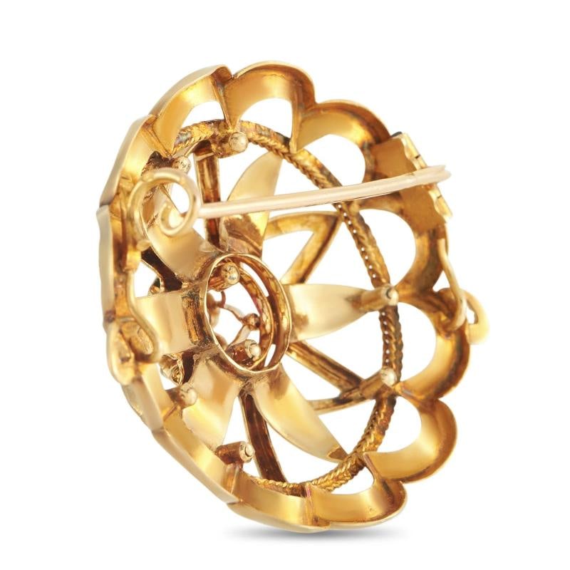 18K Rose Gold Grape Garnet French Wreath Brooch - 2