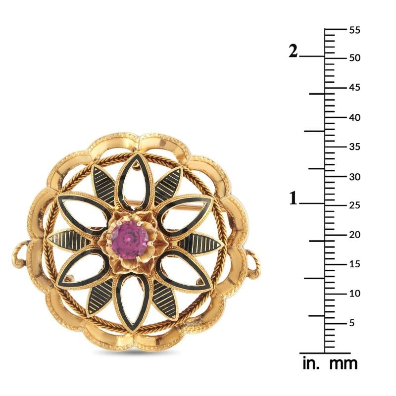 18K Rose Gold Grape Garnet French Wreath Brooch - 3
