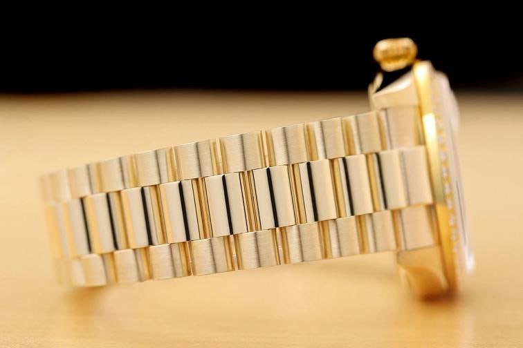 ROLEX MENS DAY-DATE PRESIDENT 1803 WHITE DIAL DIAMOND 18K YELLOW GOLD WATCH - 8