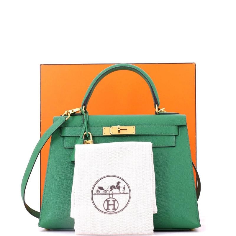 Hermes Kelly Handbag Green Epsom with Gold Hardware 28 - 2