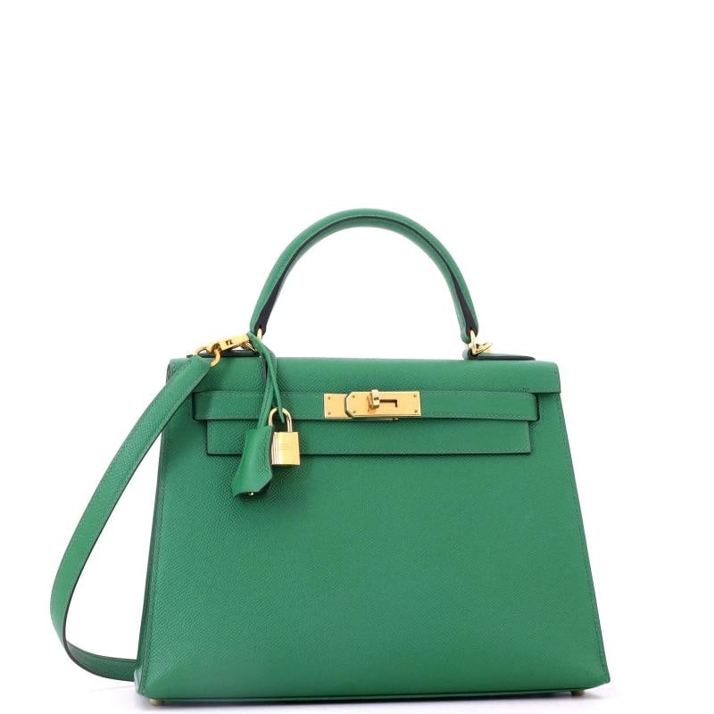 Hermes Kelly Handbag Green Epsom with Gold Hardware 28 - 3