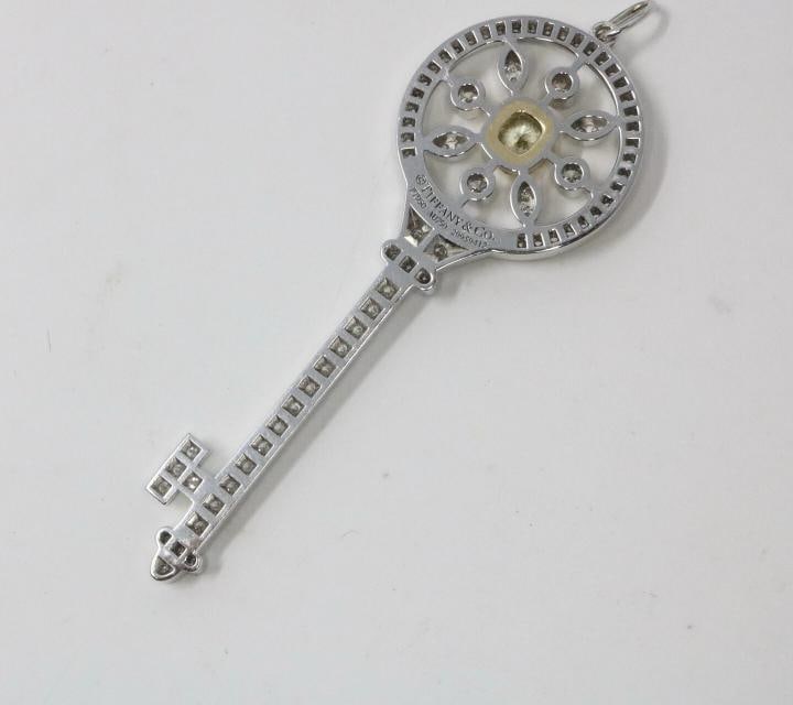 Tiffany & Co Kaleidoscope Key Yellow Diamond Pendant 18k & Platinum 1.03 ct - 4