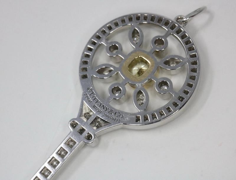 Tiffany & Co Kaleidoscope Key Yellow Diamond Pendant 18k & Platinum 1.03 ct - 5