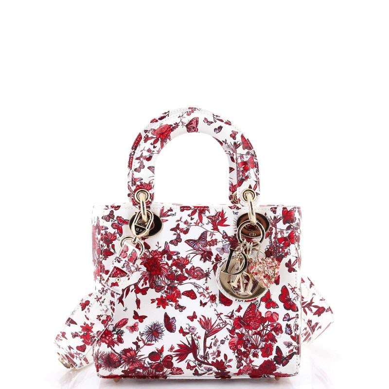 Christian Dior My ABCDior Lady Dior Bag Printed Leather Small: Accessories: Charms, With Strap Measurements: Height 8", Width 8", Depth 4". Condition: Pre-owned - Excellent,Brand: Christian Dior,Exterior Material: Leather,Style: Top Handle,Exterior Color: