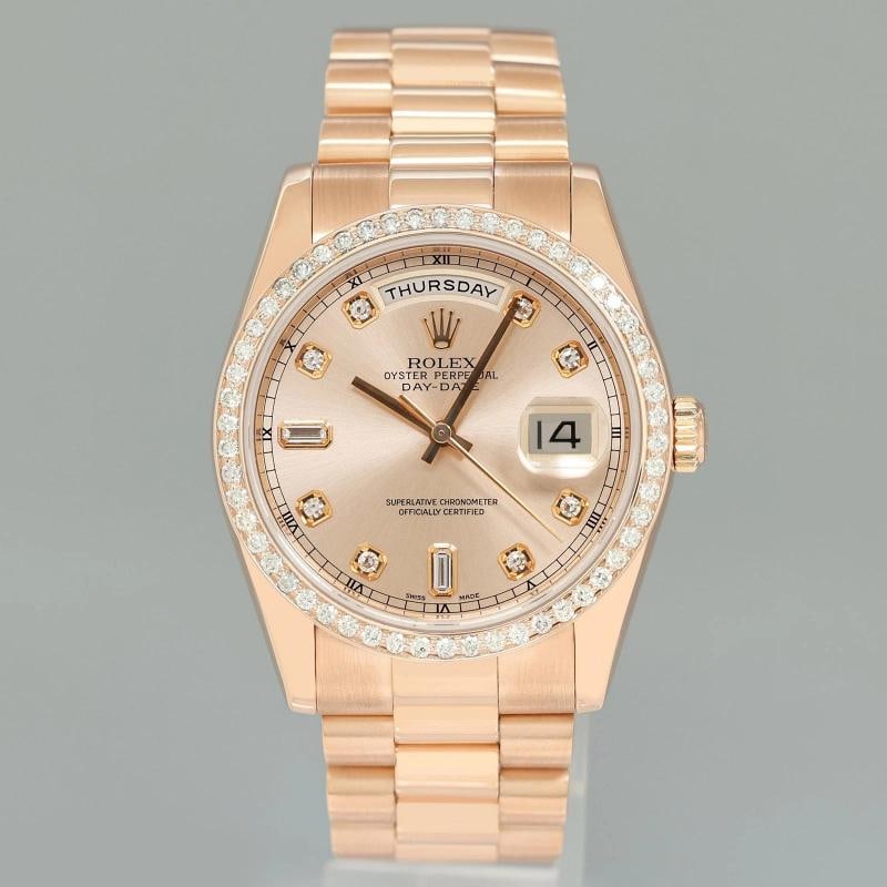 MINT Rolex President Day Date Rose Gold 118235 Sundust Diamond 36mm Watch Box - 2