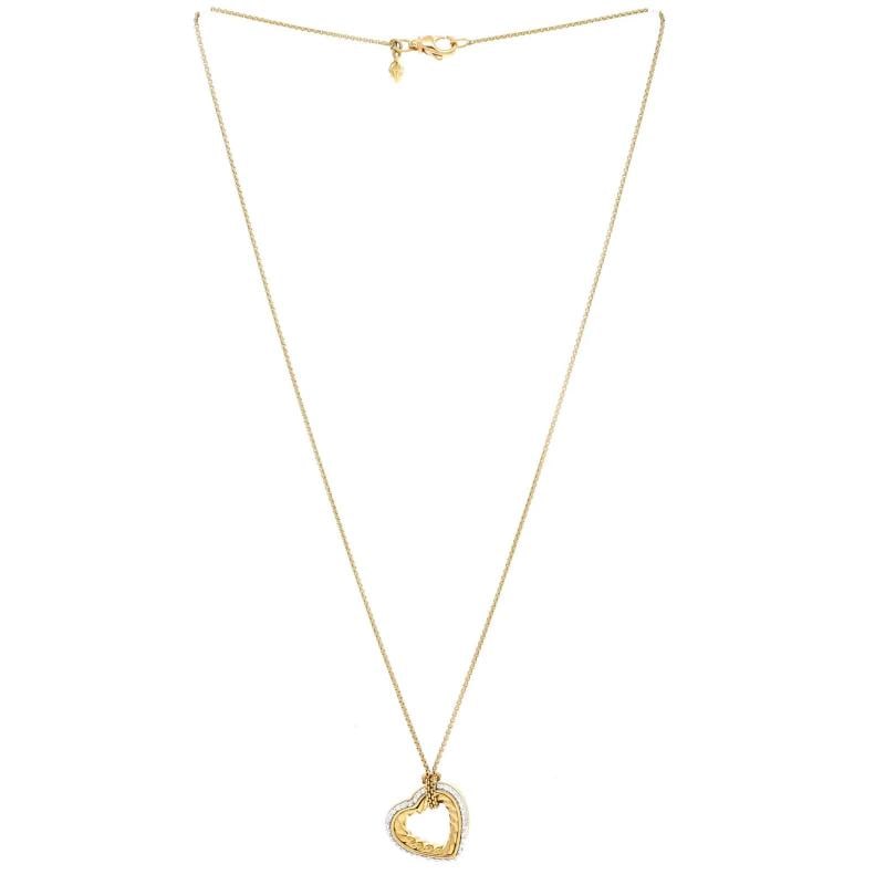 David Yurman Cable Heart Pendant Necklace 18K Yellow Gold with Diamonds - 2