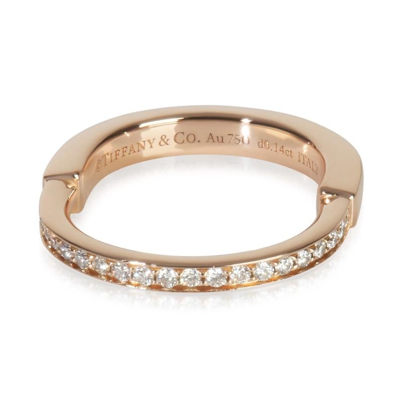 Tiffany & Co. Rose Gold Lock Ring: Condition: Pre-owned - Good,Shape: Round Brilliant,Country of Origin: Italy,With Original Box/Packaging: Yes,Side Stone Type: No Stone,Side Stone Weight (cts): 0.14,Metal Purity: 18k,With Papers: