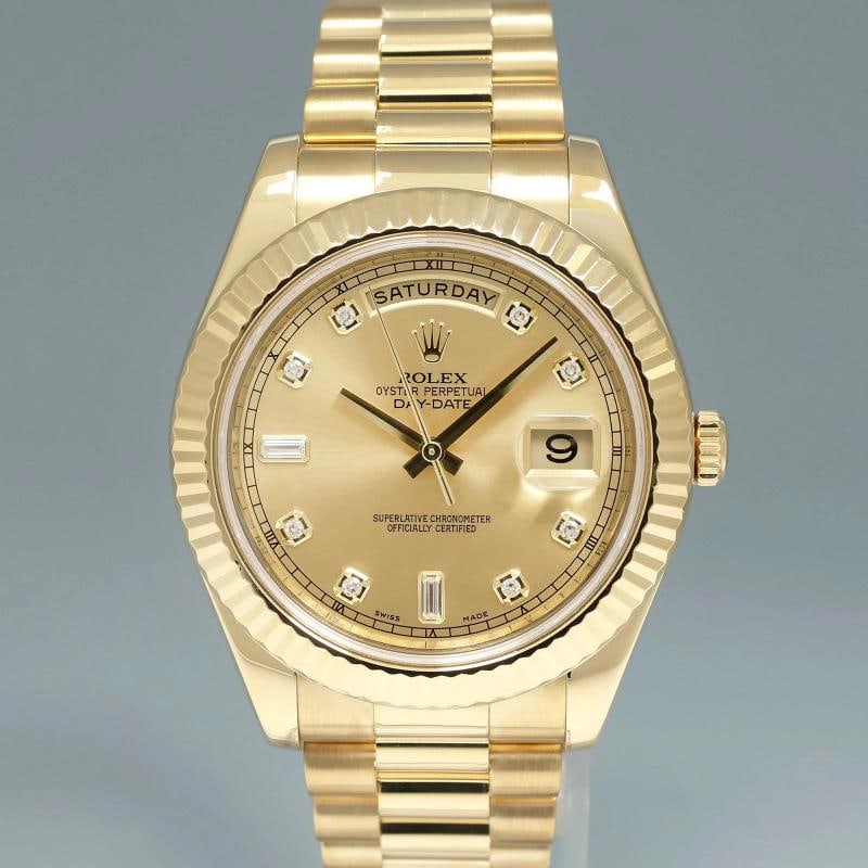 MINT PAPERS Rolex Day Date II President Yellow Gold Diamond 41mm 218238 Watch - 2