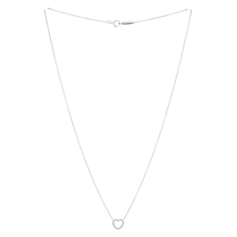 Tiffany & Co. Metro Open Heart Pendant Necklace 18K White Gold and Diamonds Mini - 2