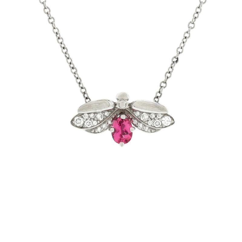 Tiffany & Co. Paper Flowers Firefly Pendant Necklace Platinum with Diamonds: Condition: Pre-owned - Good,Brand: Tiffany & Co.,Main Stone: Tourmaline, Pink,Metal: Platinum (Pt950),Metal Purity: Unknown,Style: Pendant,Type: Necklace,Color: Silver,Material: Diamond, Platinum,
