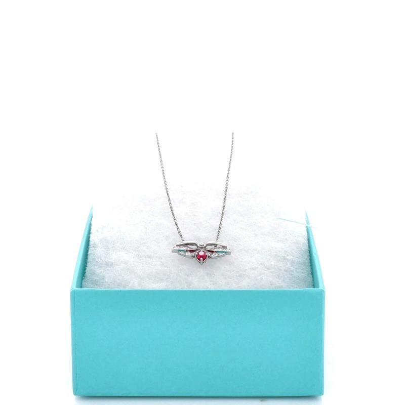 Tiffany & Co. Paper Flowers Firefly Pendant Necklace Platinum with Diamonds - 2