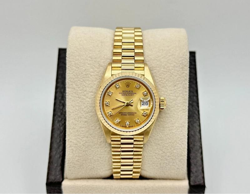 Rolex Ladies President Datejust 69178 Factory Diamond Dial 18K Yellow Gold - 2