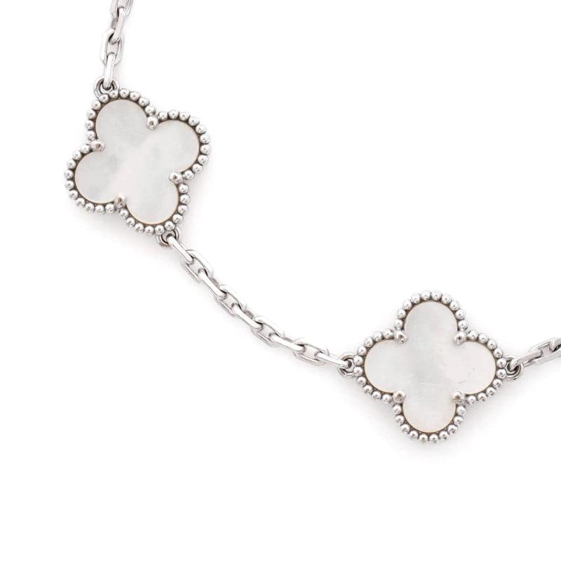 Van Cleef & Arpels Vintage Alhambra 5 Motifs Bracelet 18K White Gold and Mother - 2